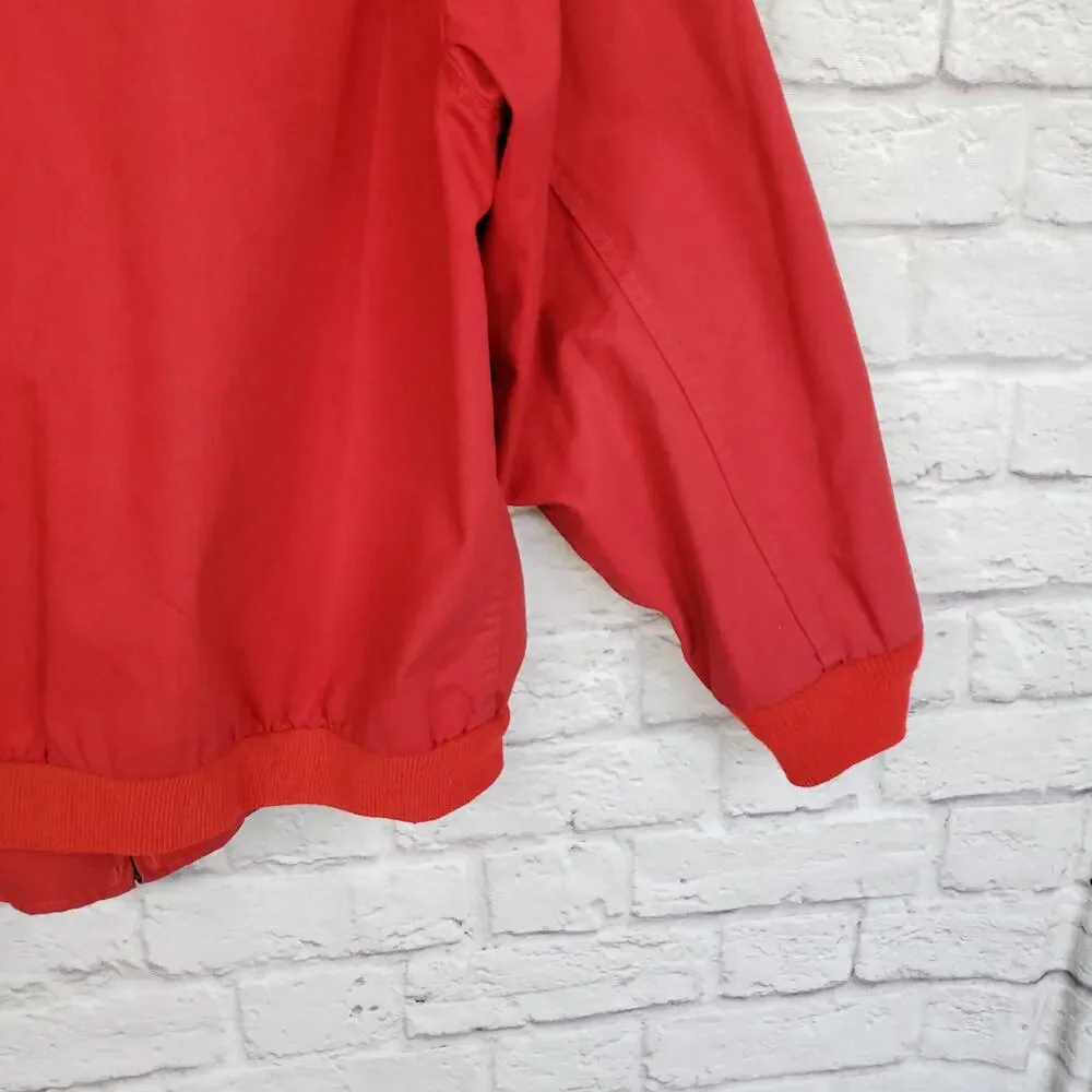 Vintage LL Bean Red Cotton Canvas Bomber Chore Jacket Zip Front Size Large